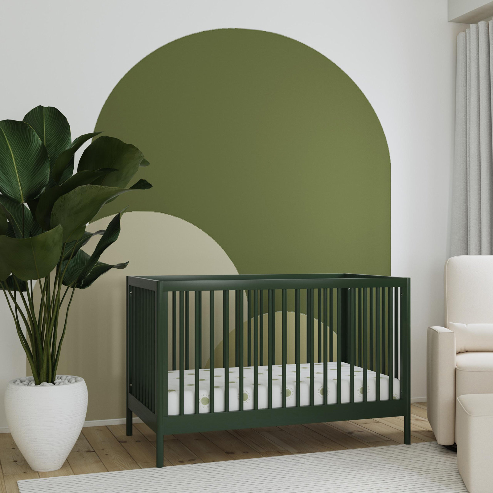 Birdie Pine 3-in-1 Convertible Crib, Forest Green