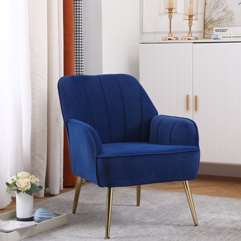 Fauteuil en velours Hulings, Marine