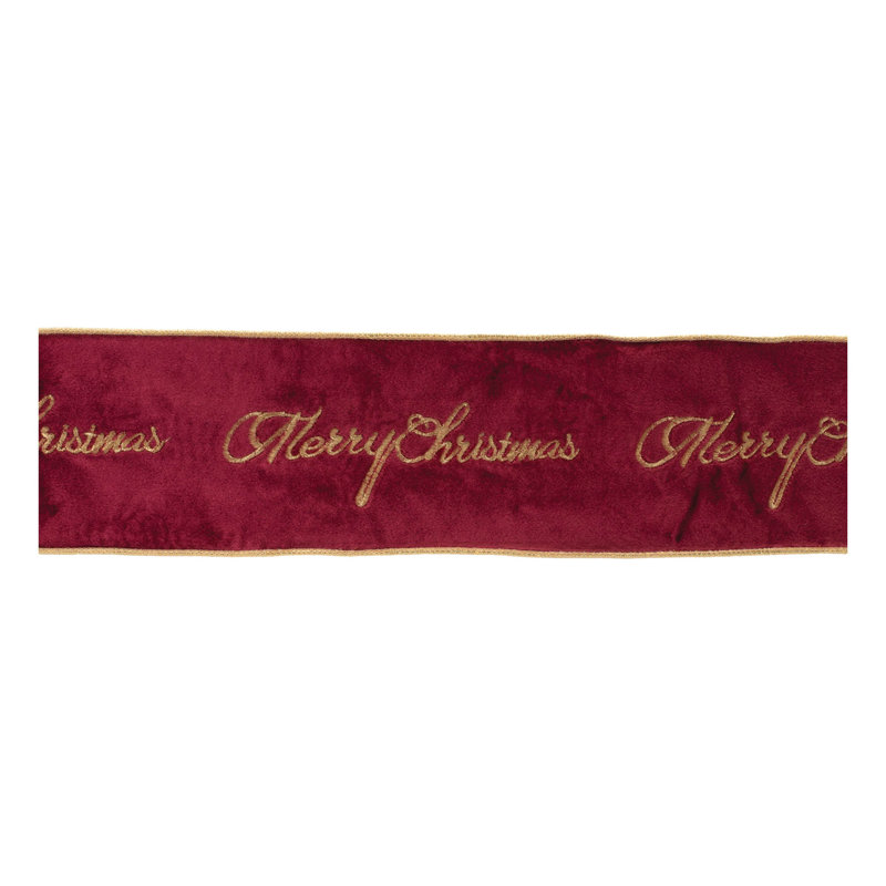 Ruban filaire brodé «Merry Christmas» 4 po x 5 po