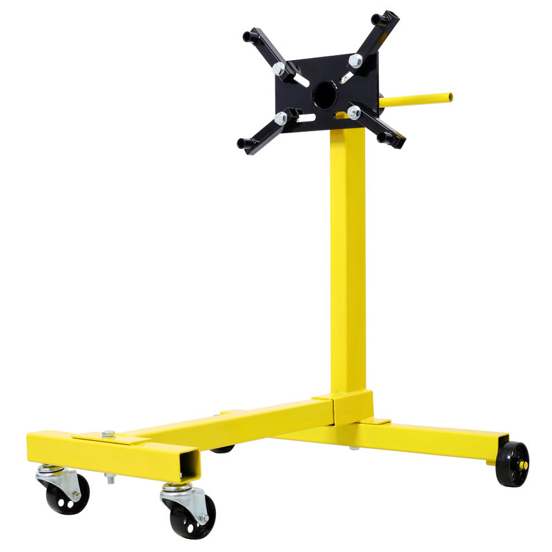 Support de moteur rotatif, support de moteur en acier robuste avec rotation à 360 degrés pour la réparation automobile, jaune