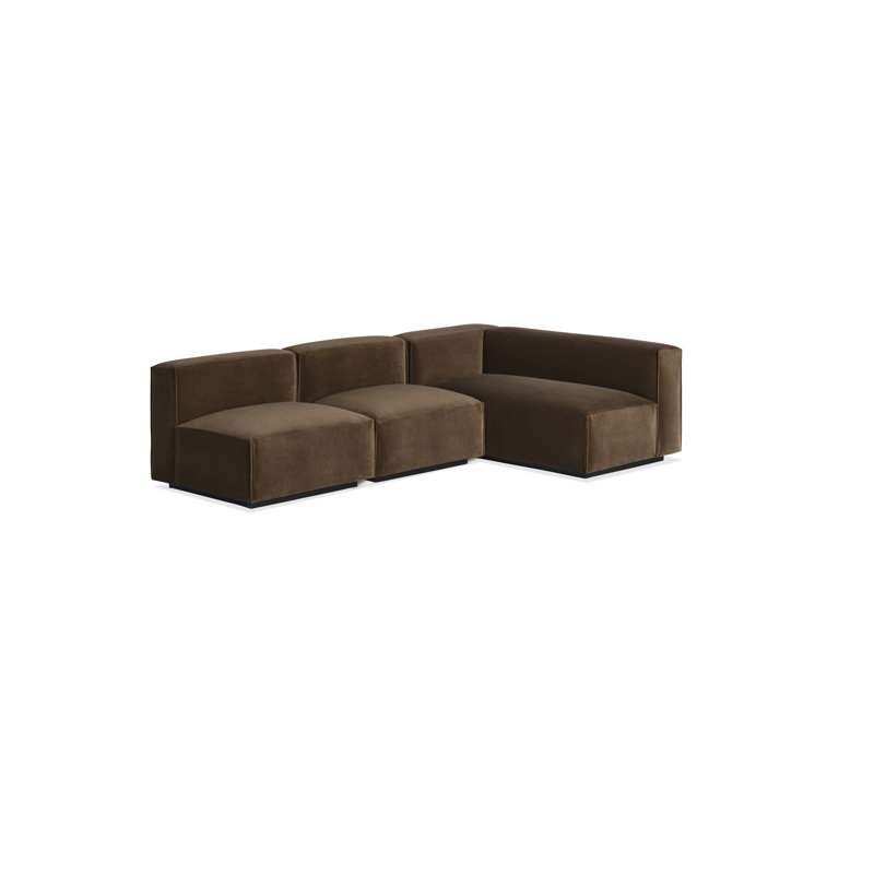 Canapé modulaire Cleon, Orienté vers la gauche, Mélange de polyester café velours