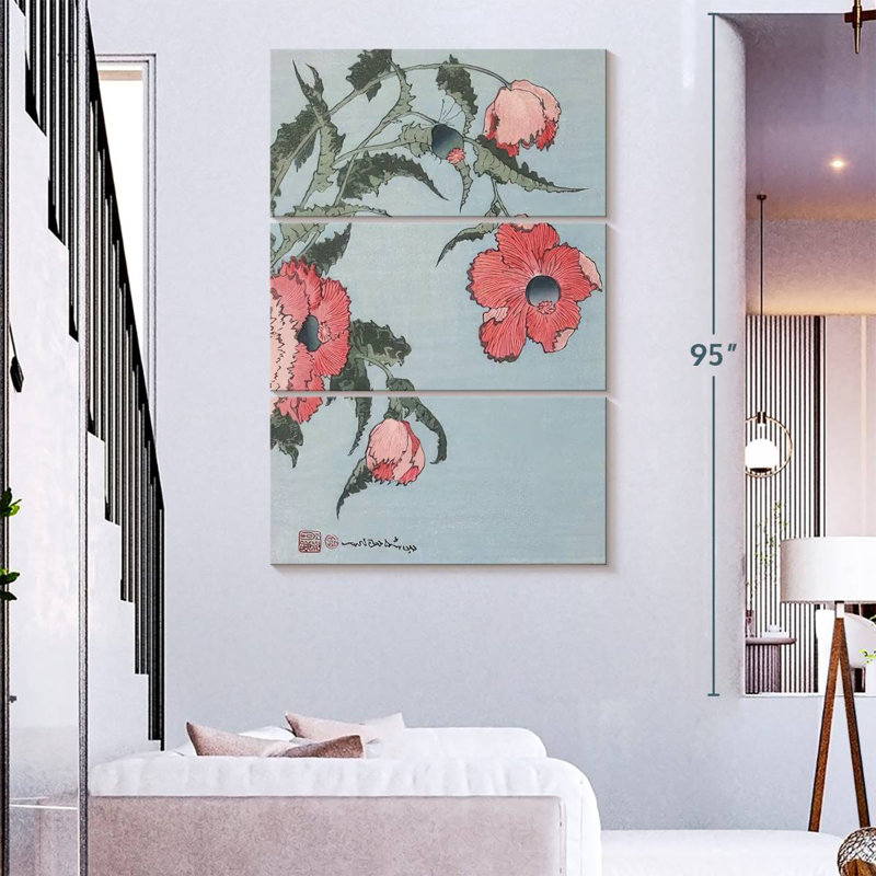 Coquelicots Harnek dans le vent, H 74 po x l 48 po