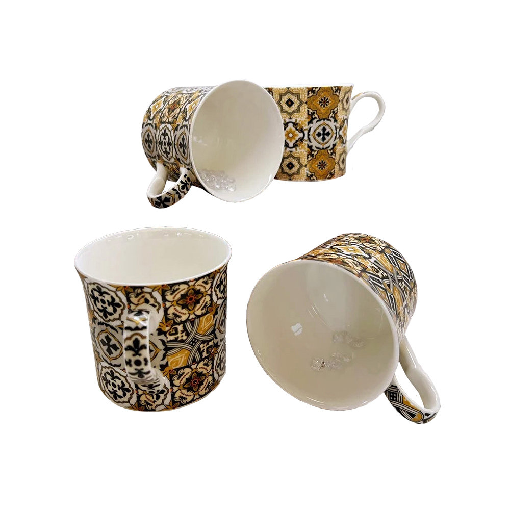 GOLD AZULEJO Fine Bone China Set Of 4 Cups