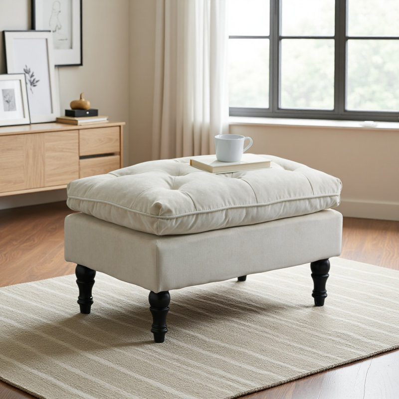 Pillow Top Ottoman, Cream