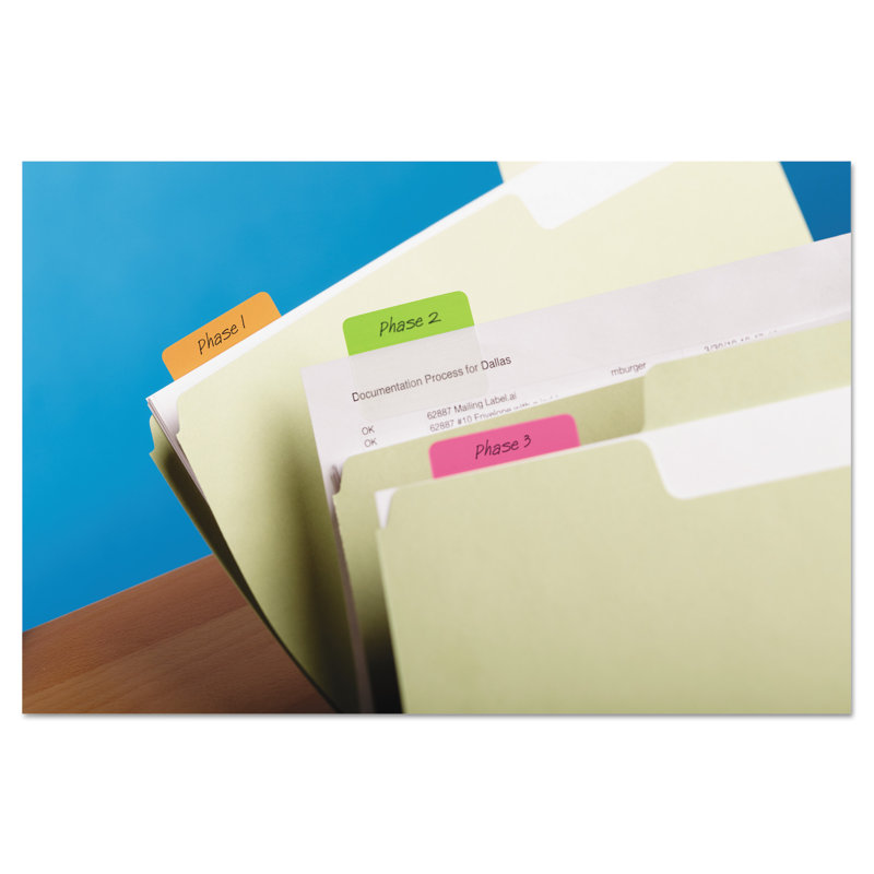 Bright Assorted Color Self-Adhesive Index Tabs, 2 x 1.5 Inch, 24 Pack