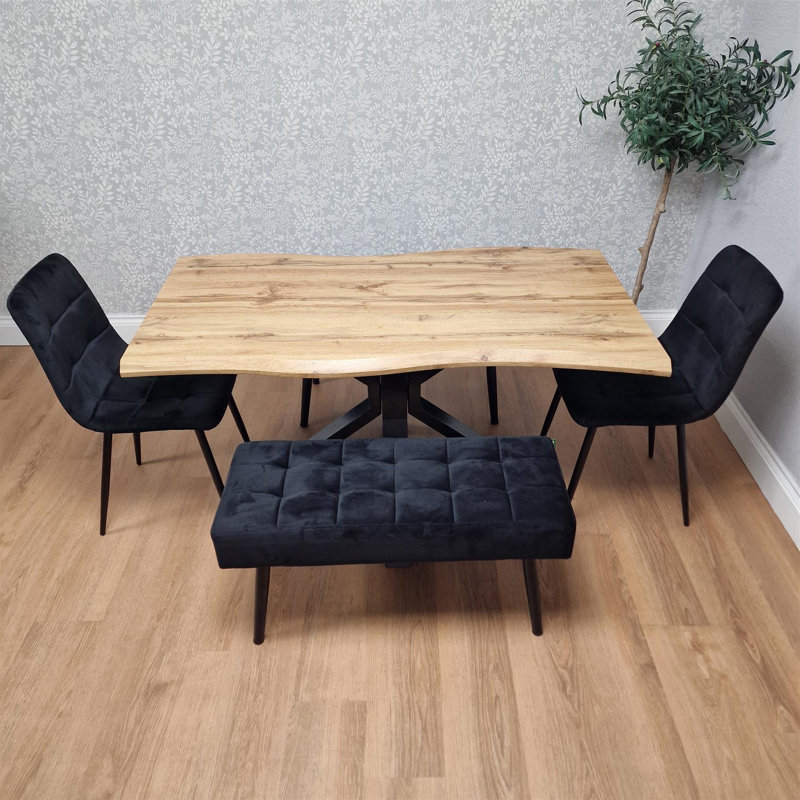 6 -Person Dining Set, 75"H x 117"L x 80"W, Black