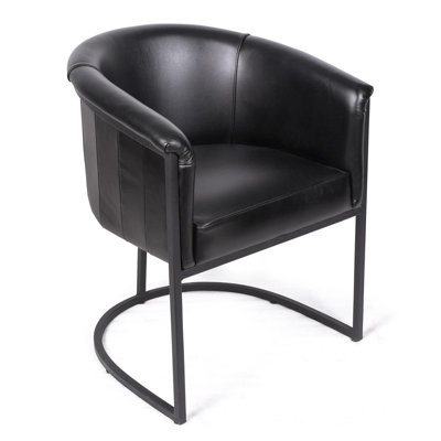 47cm H Genuine Leather Upholstered Metal Cantilever Chair