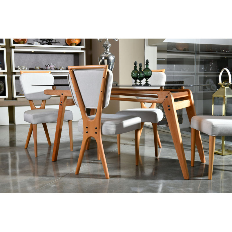 Ensemble repas pour 4 personnes Poyen, Blanc / noyer