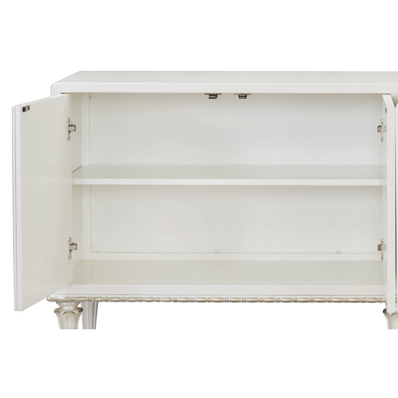 Armoire console Ansaldo blanc perle et argent scintillant