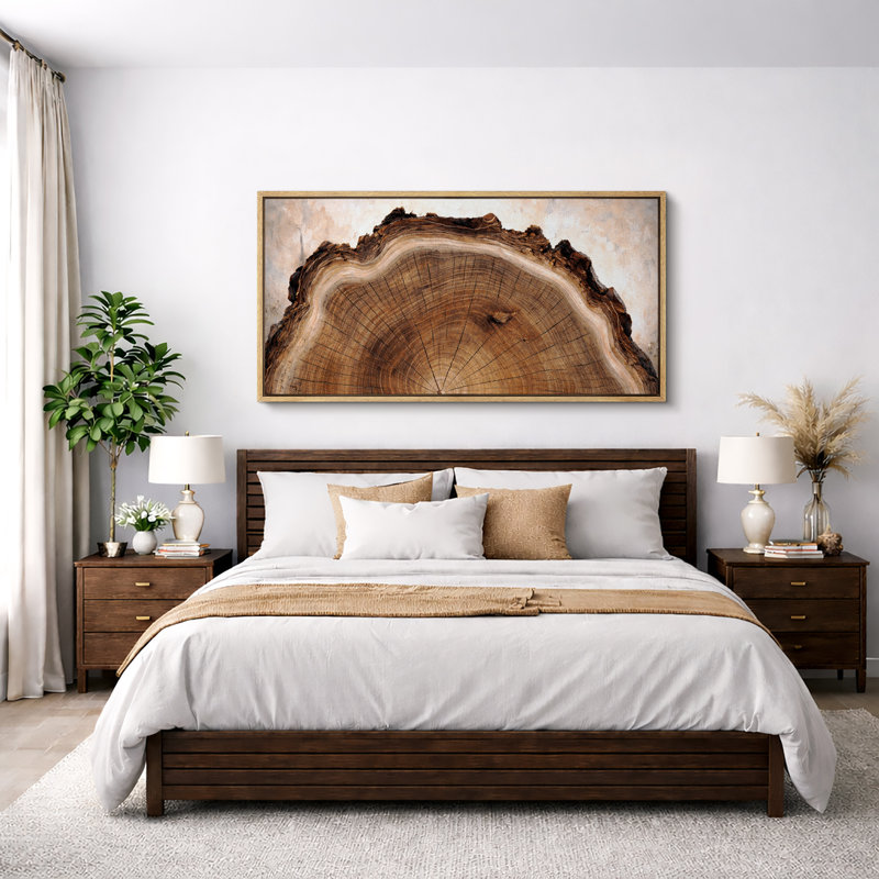 Rustic Tree Ring Natural Slice, décoration murale pour salon, très grandes photos, impression sur toile encadrée, Naturel