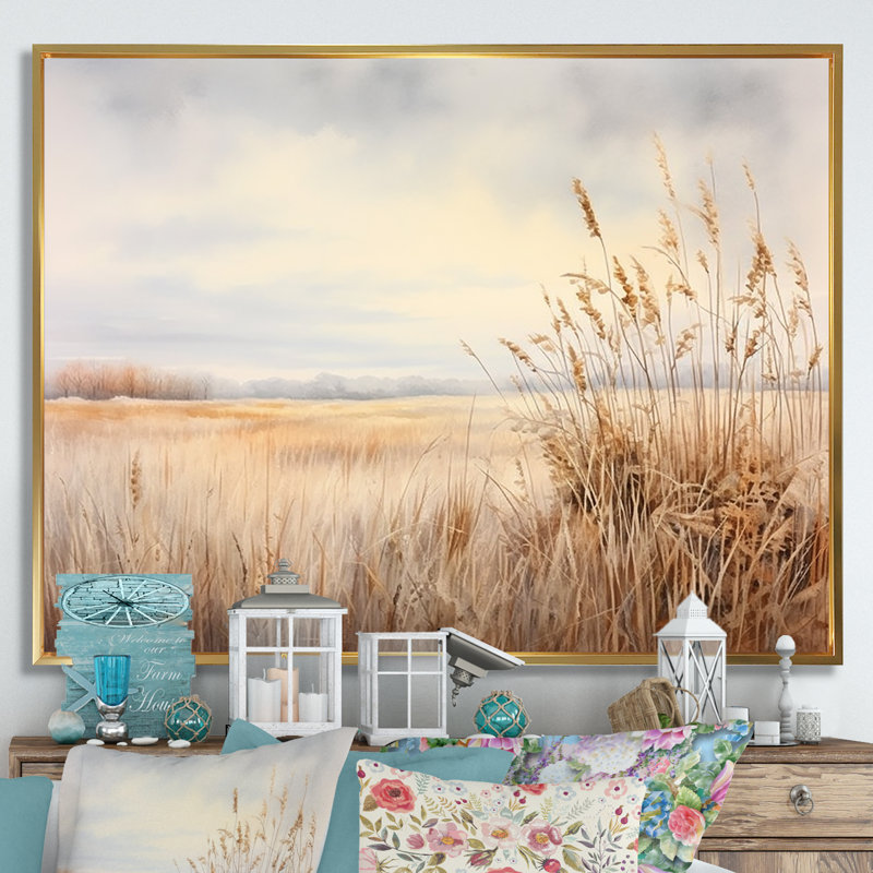 Prairie Peacefulness Meadows II sur toile, H 16 po x l 32 po x P 1 po, Cadre flottant doré