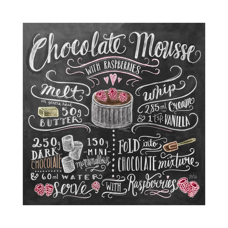 Recette de mousse au chocolat - impression, H 12 po x l 12 po x P 0,75 po