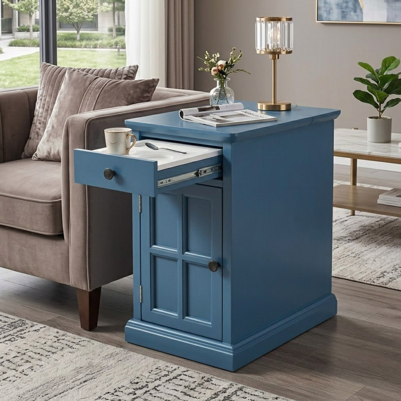 Antwin 13.99'' W Solid Wood Nightstand, Antique Navy