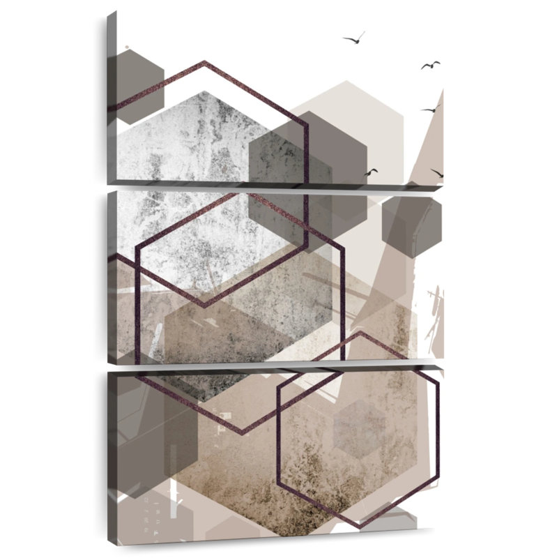 Avery Abstract Hexagons Beige III, 74" H x 48" W