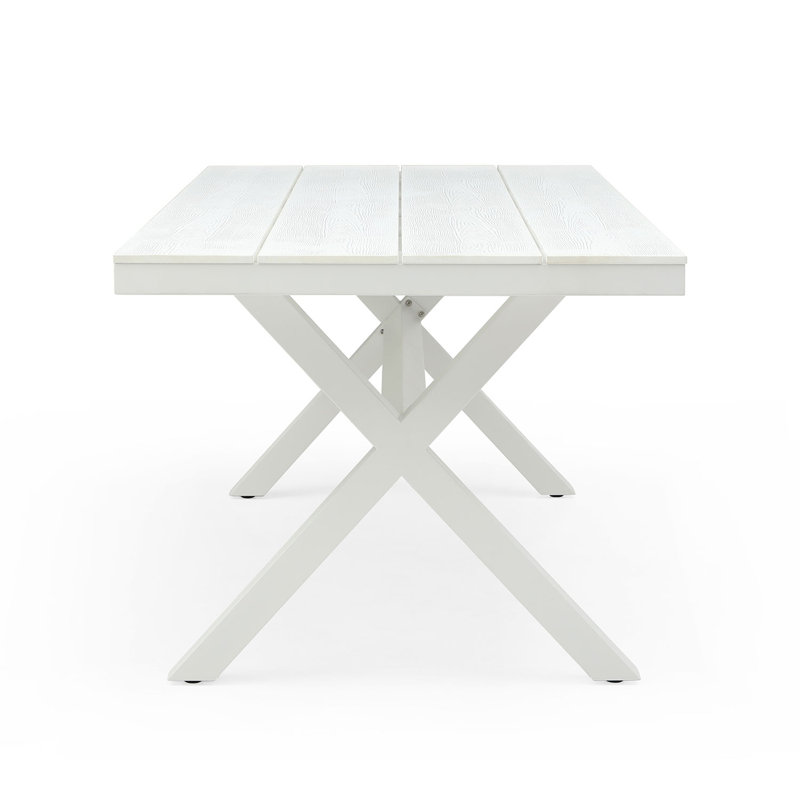 Table de salle à manger d'extérieur rectangulaire L 70,87 po x l 35,43 po Karnell, blanc