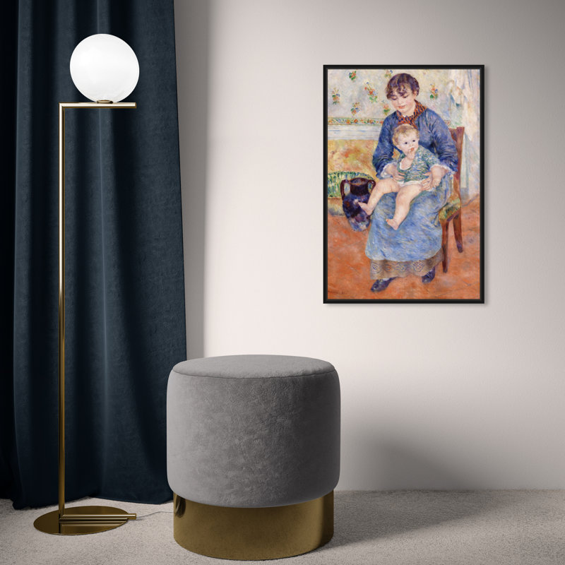 «Young Mother» par Pierre-Auguste Renoir - Impression sur toile, H 24 po x l 16 po, Toile avec cadre noir