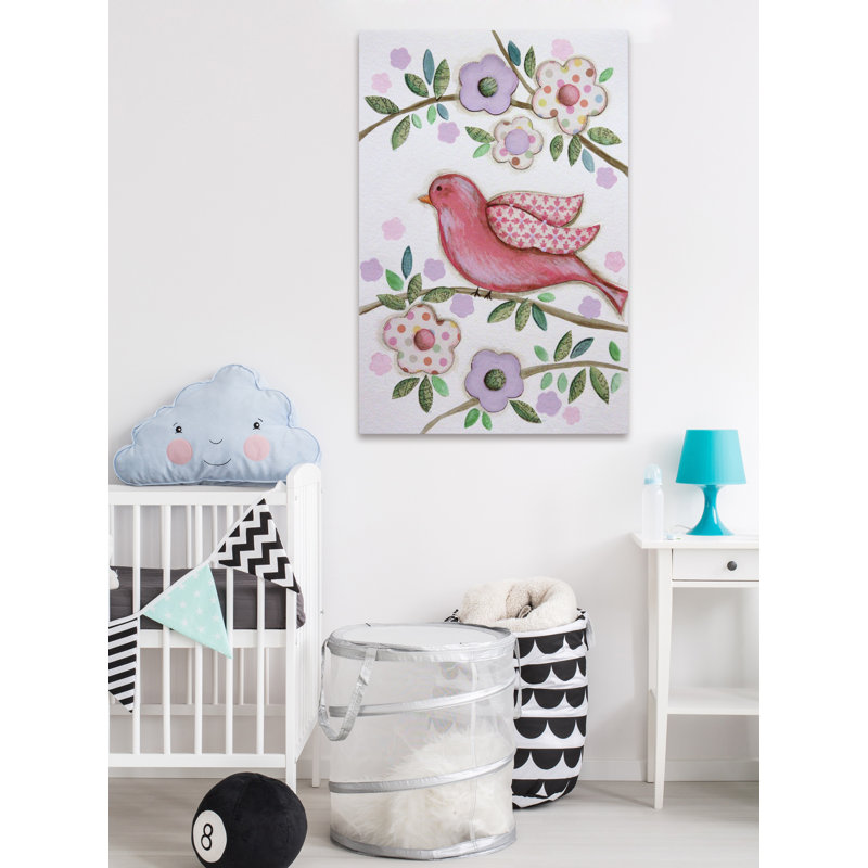 "Collage Bird" by Reesa Qualia Painting Print on Wrapped Canvas, 36" H x 24" W x 1.5" D
