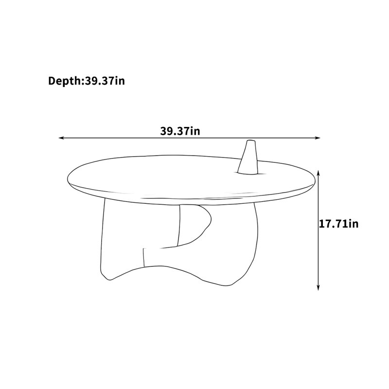 Table basse en bois de frêne massif au design unique, Bois original, H 17,71 po x L 39,37 po x l 39,37 po