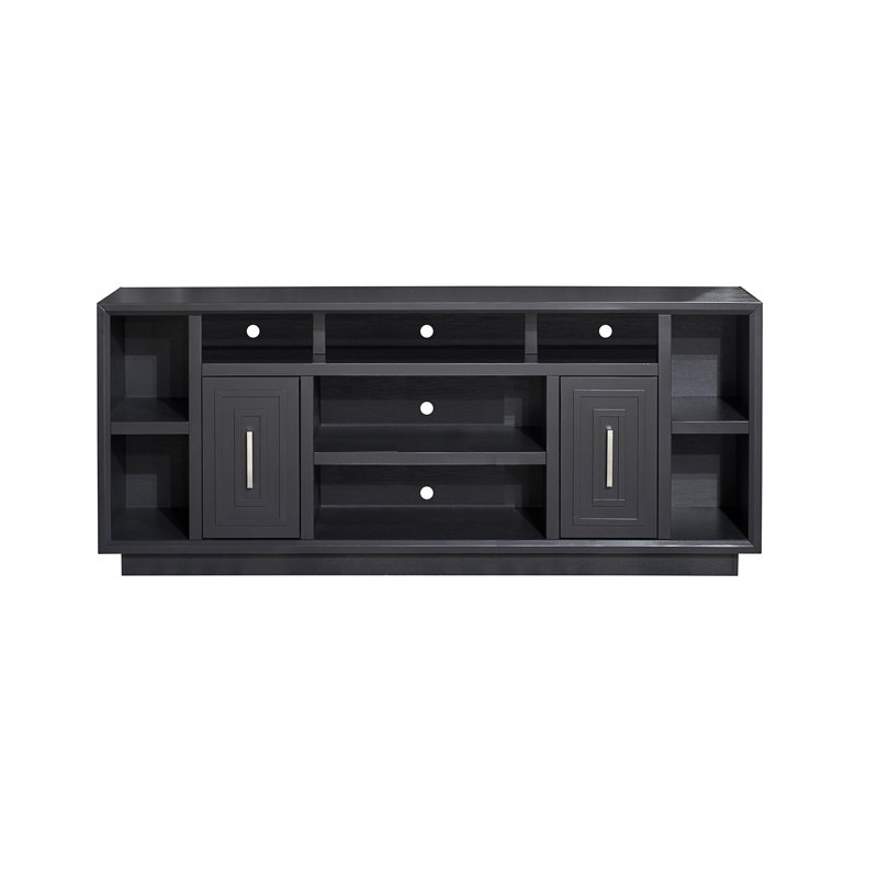 Sunset 83 Inch Black Wood TV Stand with Cabinets