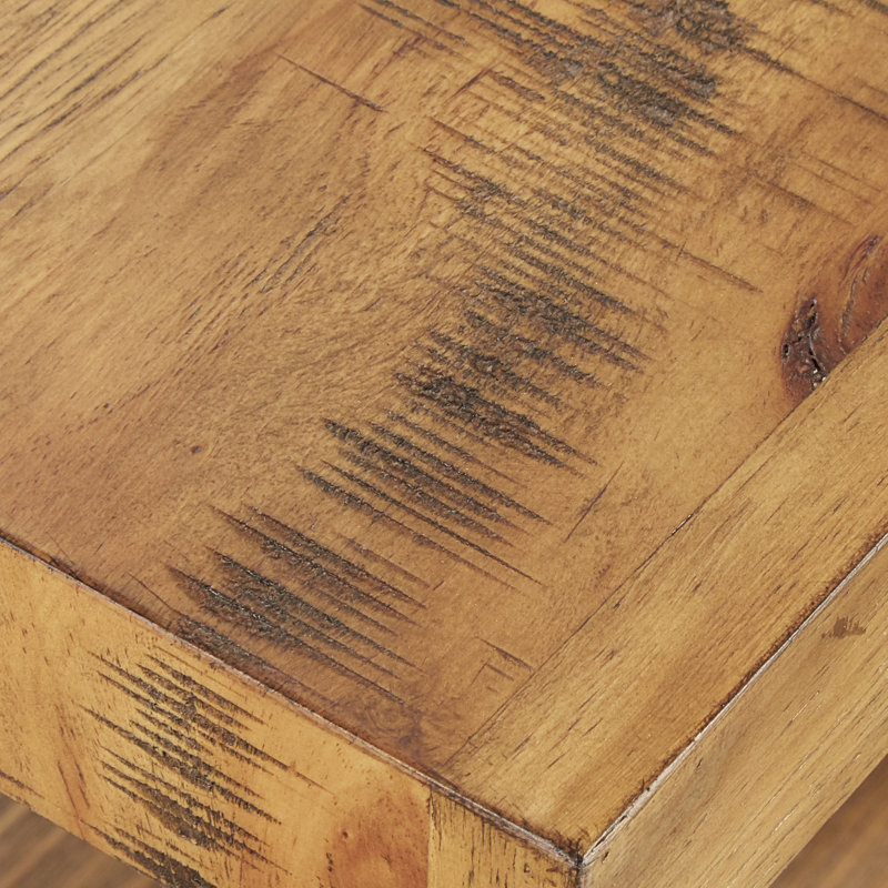 Table de bout à tréteaux avec rangement Isakson, Chêne
