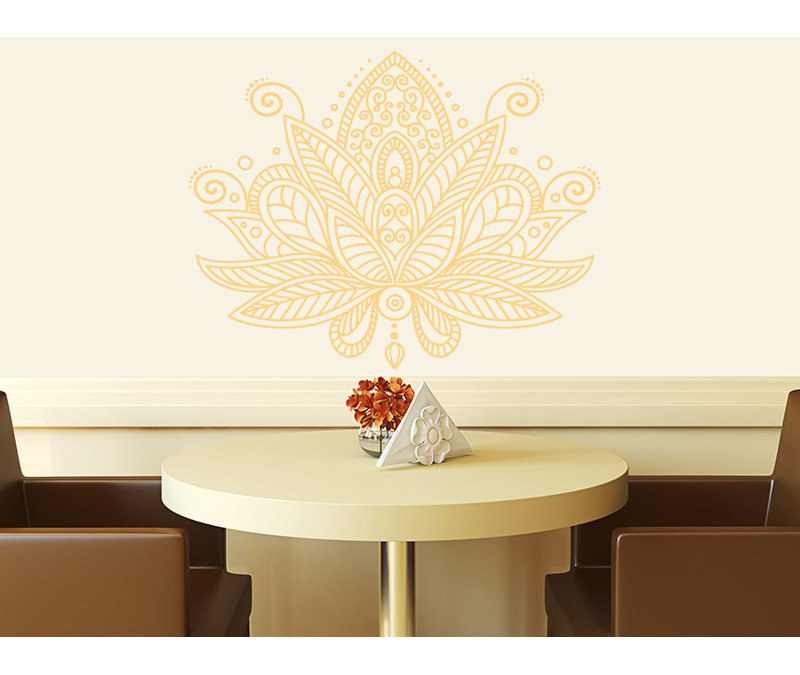 Décalcomanie murale fleur mandala lotus Estrella, Crème