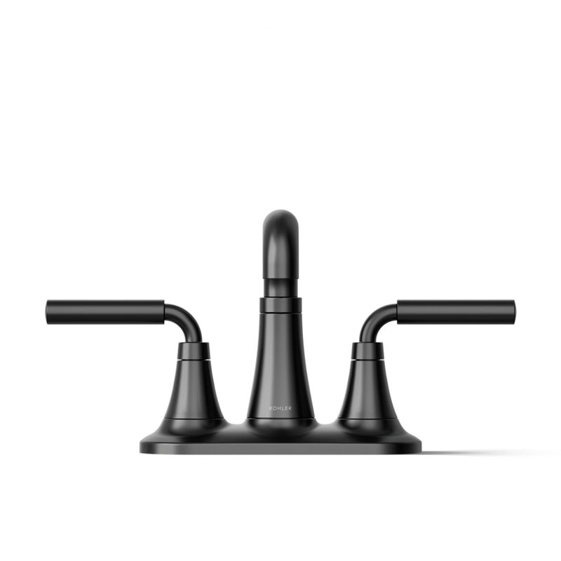 Tone Two-Handle Centerset Bathroom Sink Faucet with Clicker Drain, 0.5 GPM, Matte Black