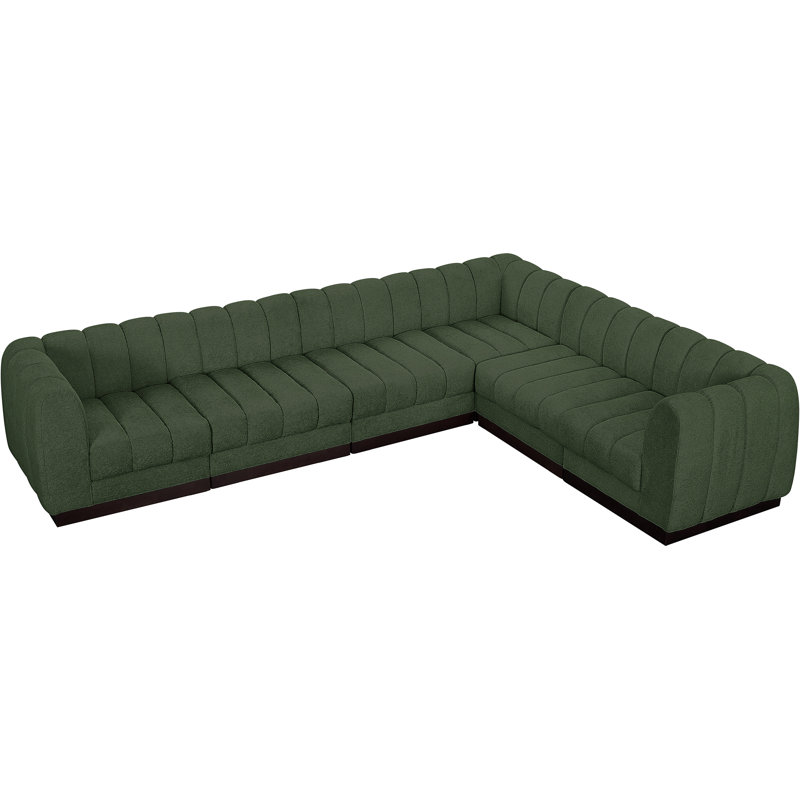 Canapé modulaire rembourré 6 pièces Quinn, Mélange de polyester vert