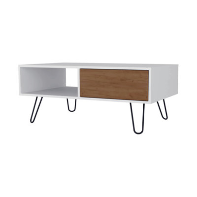 Coffee Table Living Room Table With 1-Drawer And Hairpin Legs