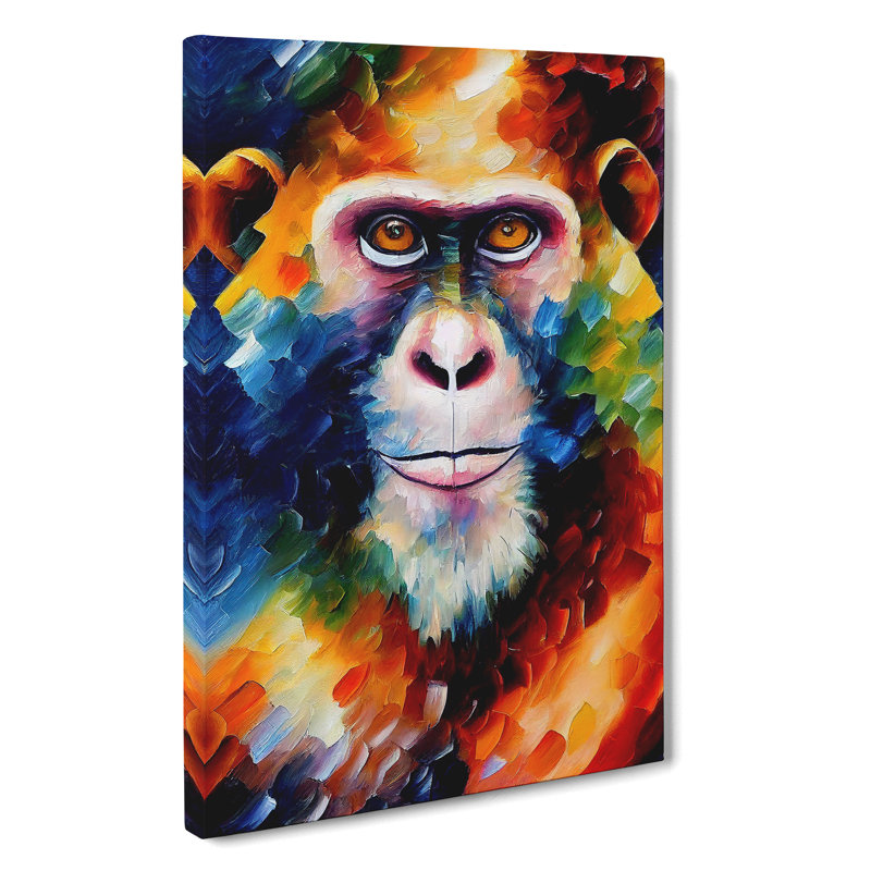 Monkey Portrait No.4 - Wrapped Canvas, 50cm H x 35cm W x 3cm D