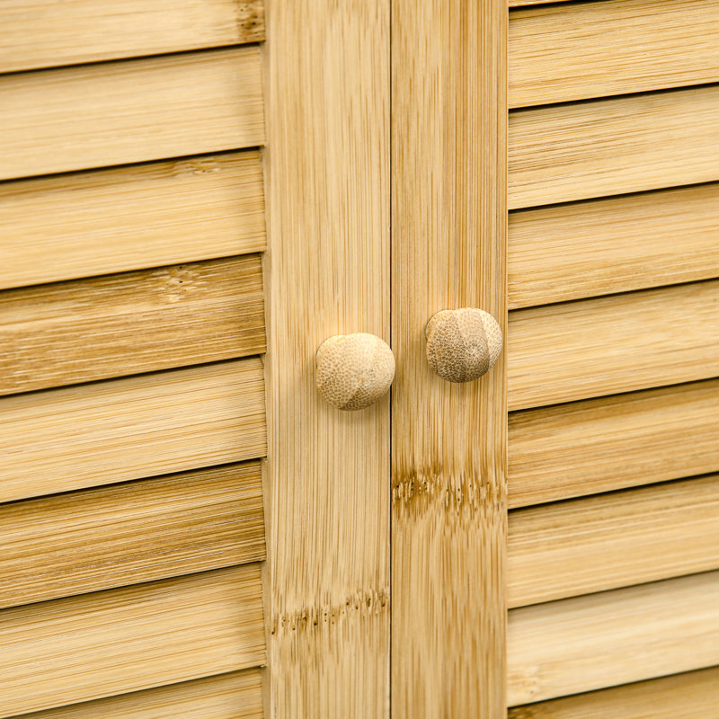 Cabinet par - Utilisez l'espace de salle de bain et de salon avec plusieurs portes à tablettes, rangement de plancher naturel
