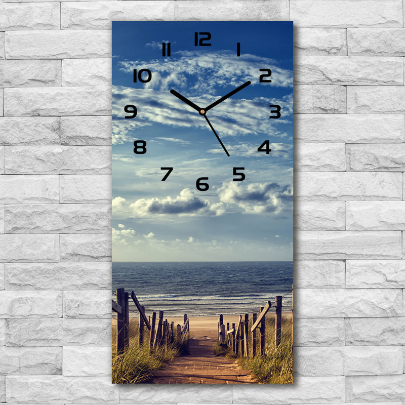 Jameah Glass Wall Clock, Blue/Brown/Black