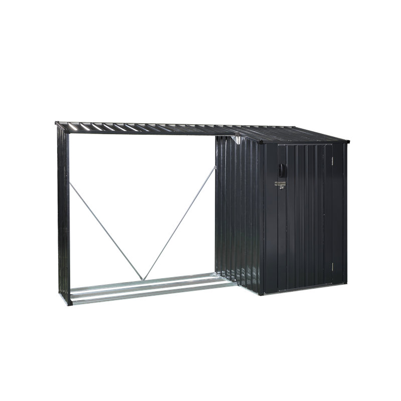 2-in-1 Outdoor Steel Firewood Rack & Storage Shed