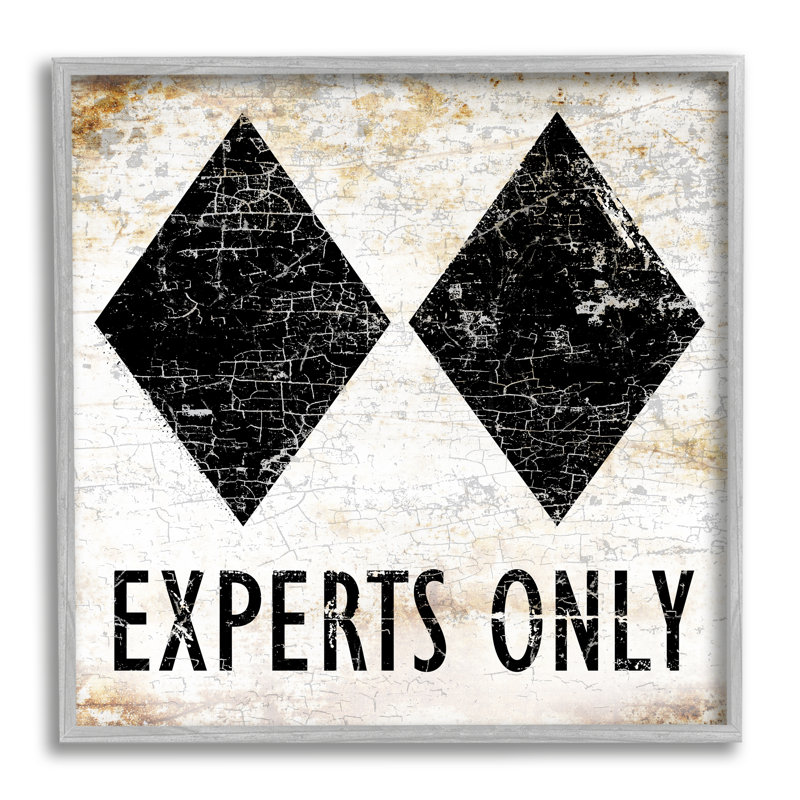 «Rustic experts Only Skiing Gray», art de la giclée encadrée par Peter Horjus, H 12 po x l 12 po x P 1,5 po