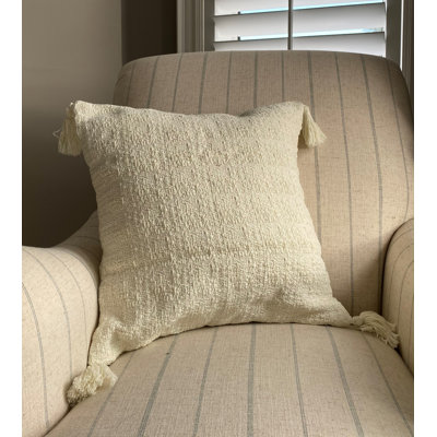 TRACY PILLOW Tassels Reversible Throw Pillow