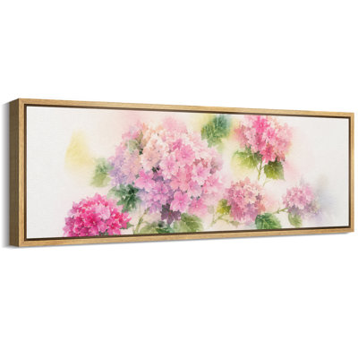Soft Pink Hydrangea Floral Arrangement Framed Canvas Master Bedroom Wall Art Work Print