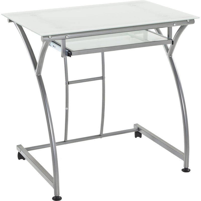 Glass Top Metal Base Computer Desk