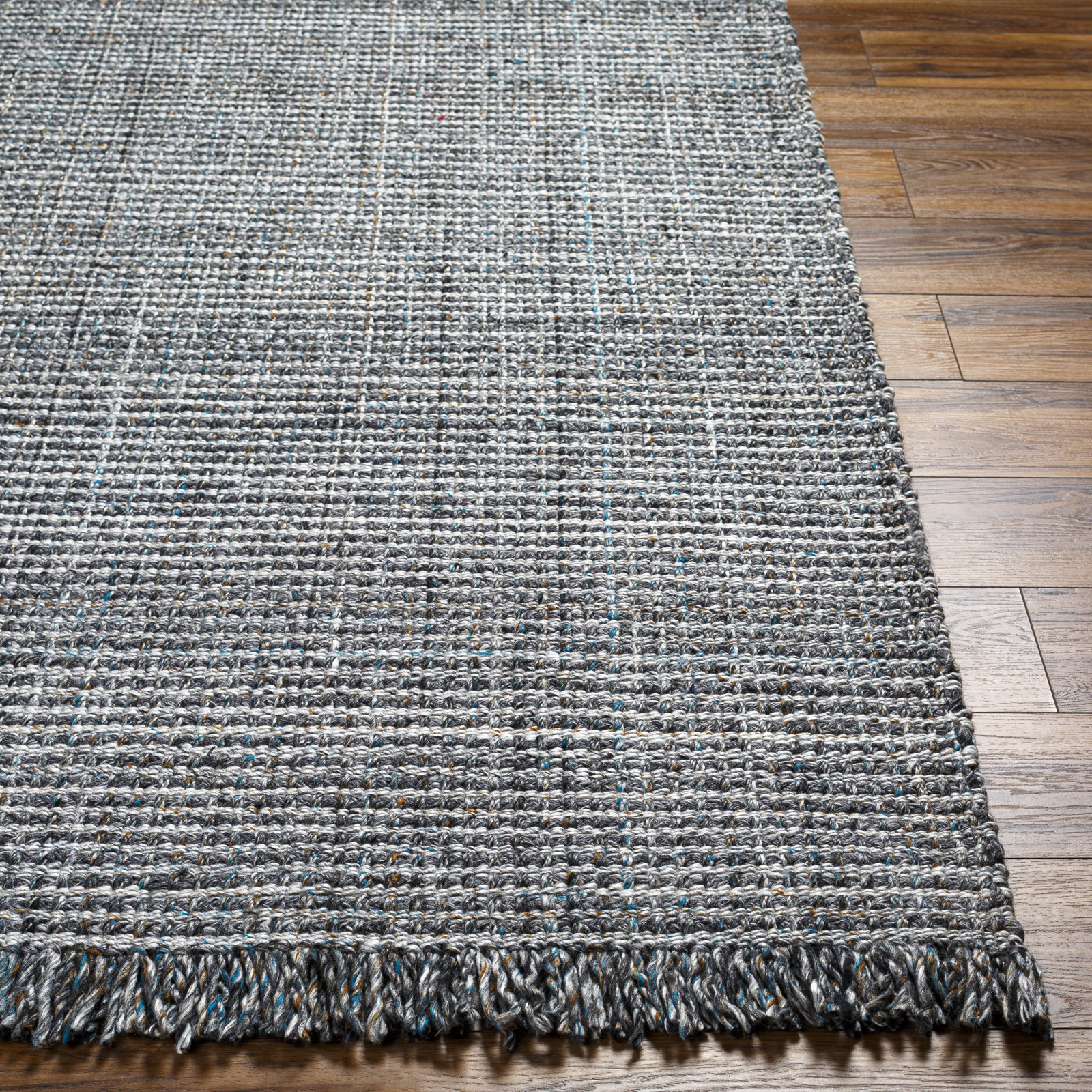 Viewcrest Hand-Woven Slate Blue Striped Rug, Rectangle 2' x 3'