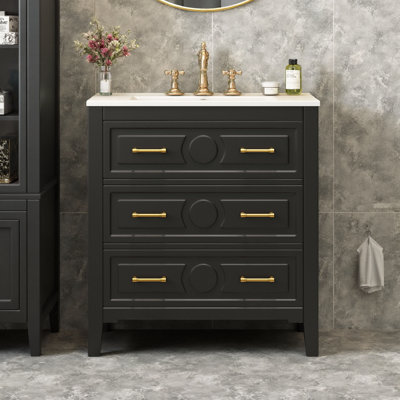 Ensemble de meuble-lavabo sur pied 30 po avec lavabo en céramique 30 po