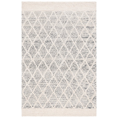 Solares Hand Woven Wool/Pet Wool/Cotton Geometric Rug in Gray/Ivory