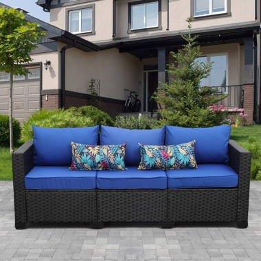 Colell Outdoor Furniture Loveseat Patio 2 Seater Couch Small Sofa No-Slip Cushions Pillows Waterproof Cover Hokku Designs Cushion Color: Peacock Blue