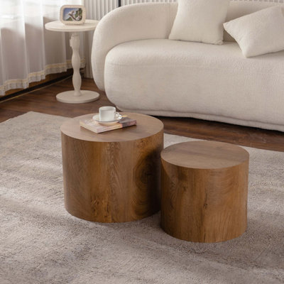 Ensemble de 2 tables gigognes rondes en bois