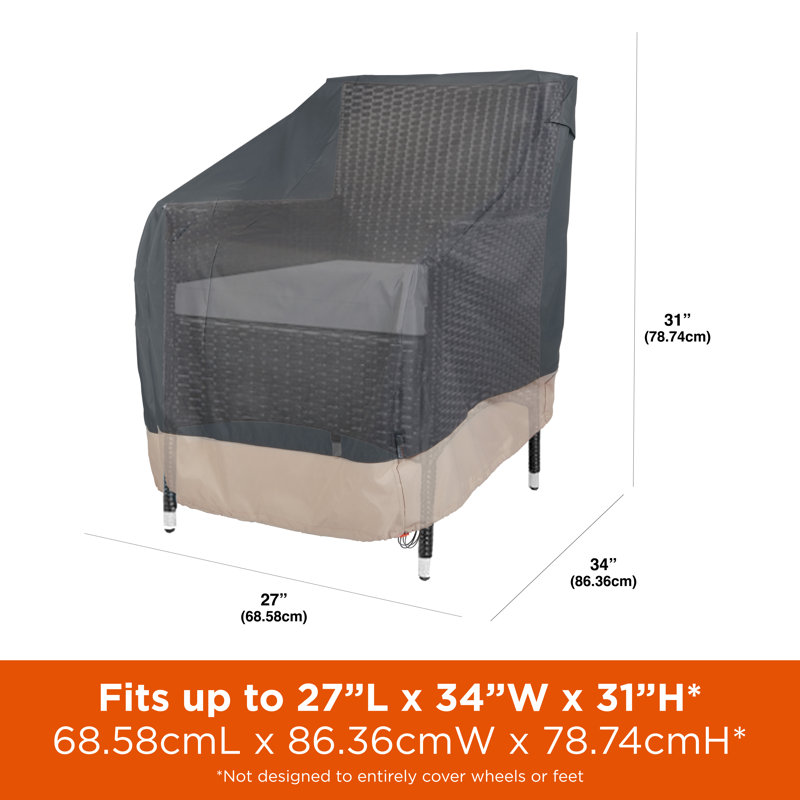 Gray and Beige Weather-Resistant Patio Chair Covers, 27" x 34" x 31", 2-Pack