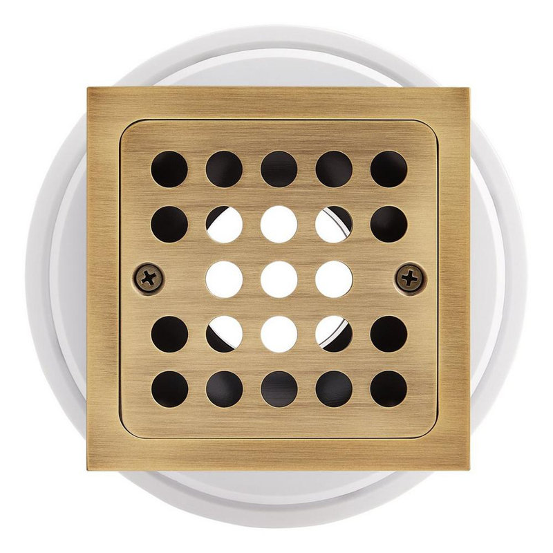 Menlo Square Shower Drain, No, Aged Brass