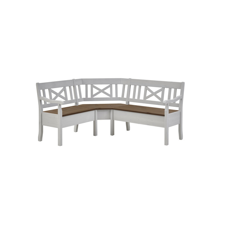 Pols Solid Wood Bench, White and amber, 93cm H x 170cm W x 147cm D