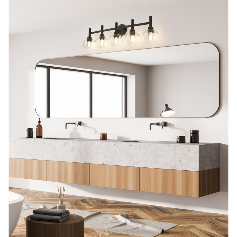Éclairage de salle de bain à 5 lumières à intensité variable Lavern, Noir mat