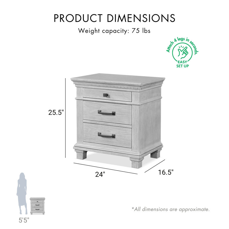 Avallon 3-Drawer Nightstand