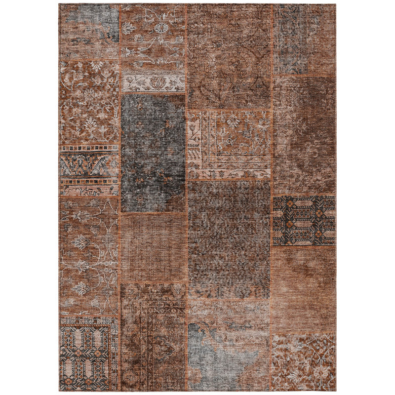 Mohssen Washable Patchwork Indoor / Outdoor Rug, Rectangle 2'6" x 3'10"