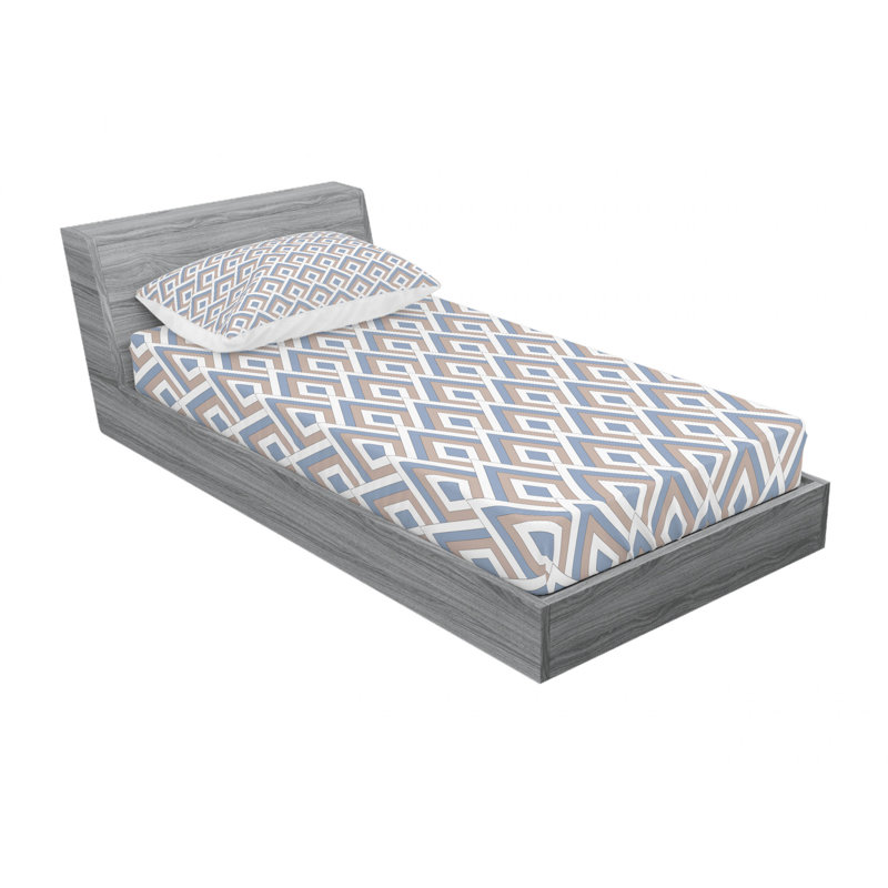 Microfiber Geometric Sheet Set, Twin Sheet Set with Fitted Sheet