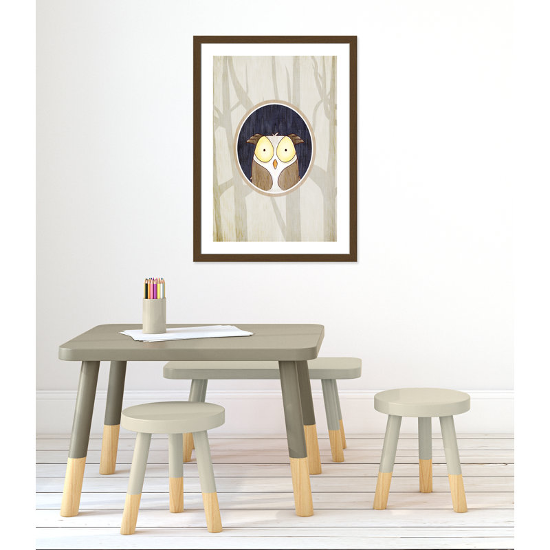 Animaux de la forêt 2, impression sur papier, H 34,5 po x l 24,5 po x P 0,6 po, Encadré plat noyer
