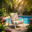 Ensemble de 2 chaises longues de patio avec structure en bois d'acacia et coussins beiges de l 27,25 po x P 38,25 po x Christopher Knight